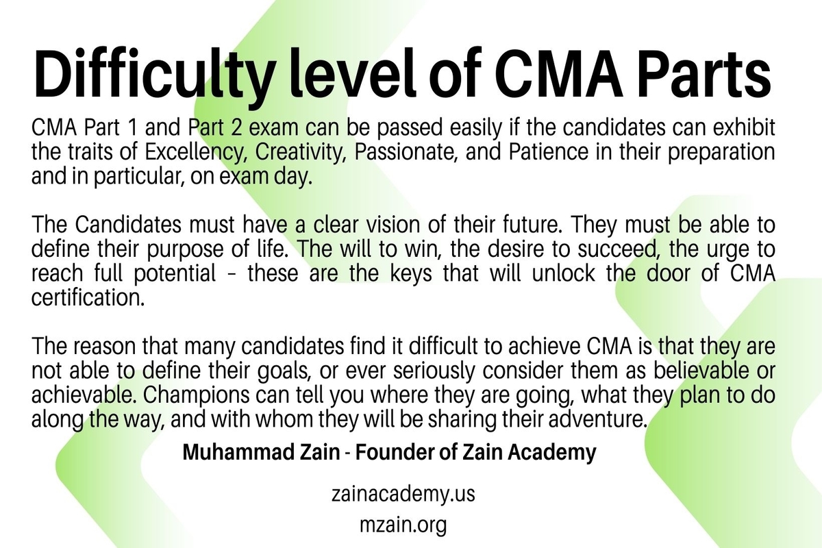 difficulty level of cma parts