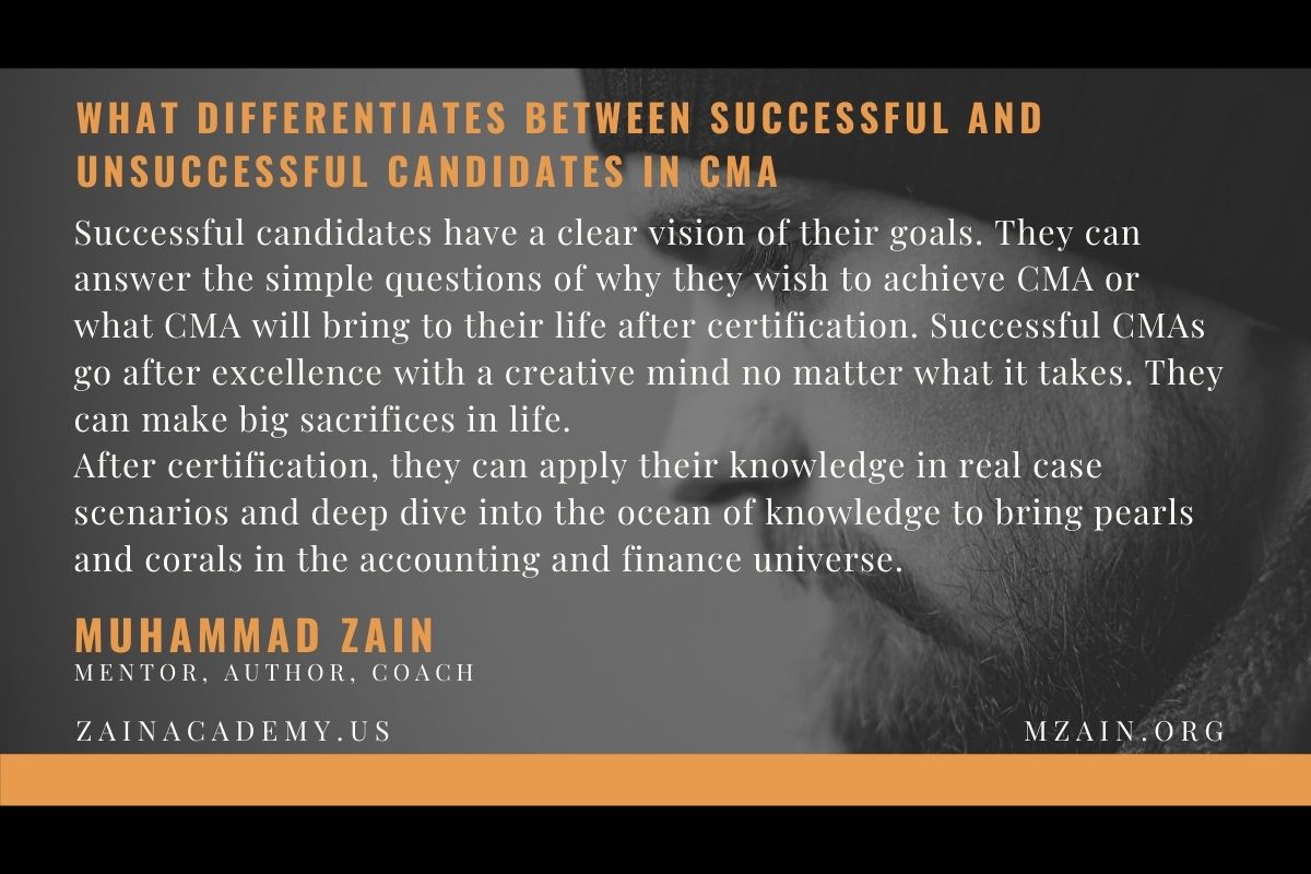 What differentiates between successful and unsuccessful candidates in CMA