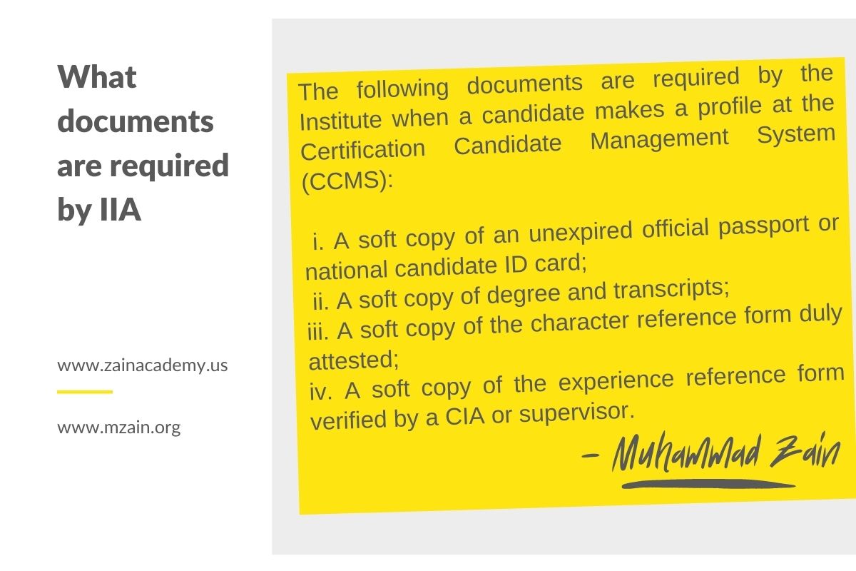 What documents are required by IIA